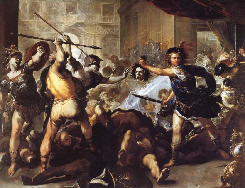 Luca  Giordano Perseus Turning Phineas and his followers to stone china oil painting image